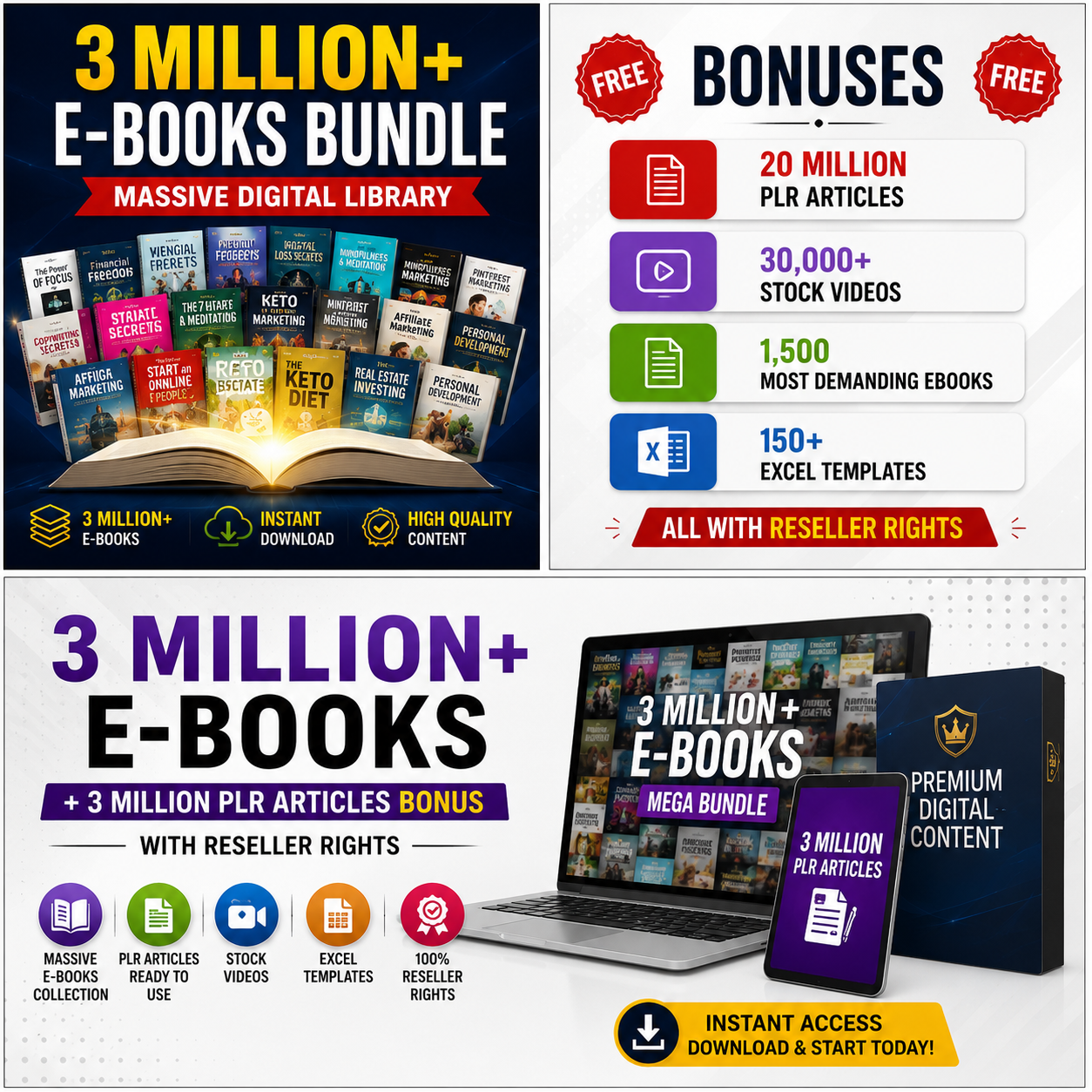 All-in-One 3M eBooks Bundle + 3 Million PLR Content Articles Included - Image 2