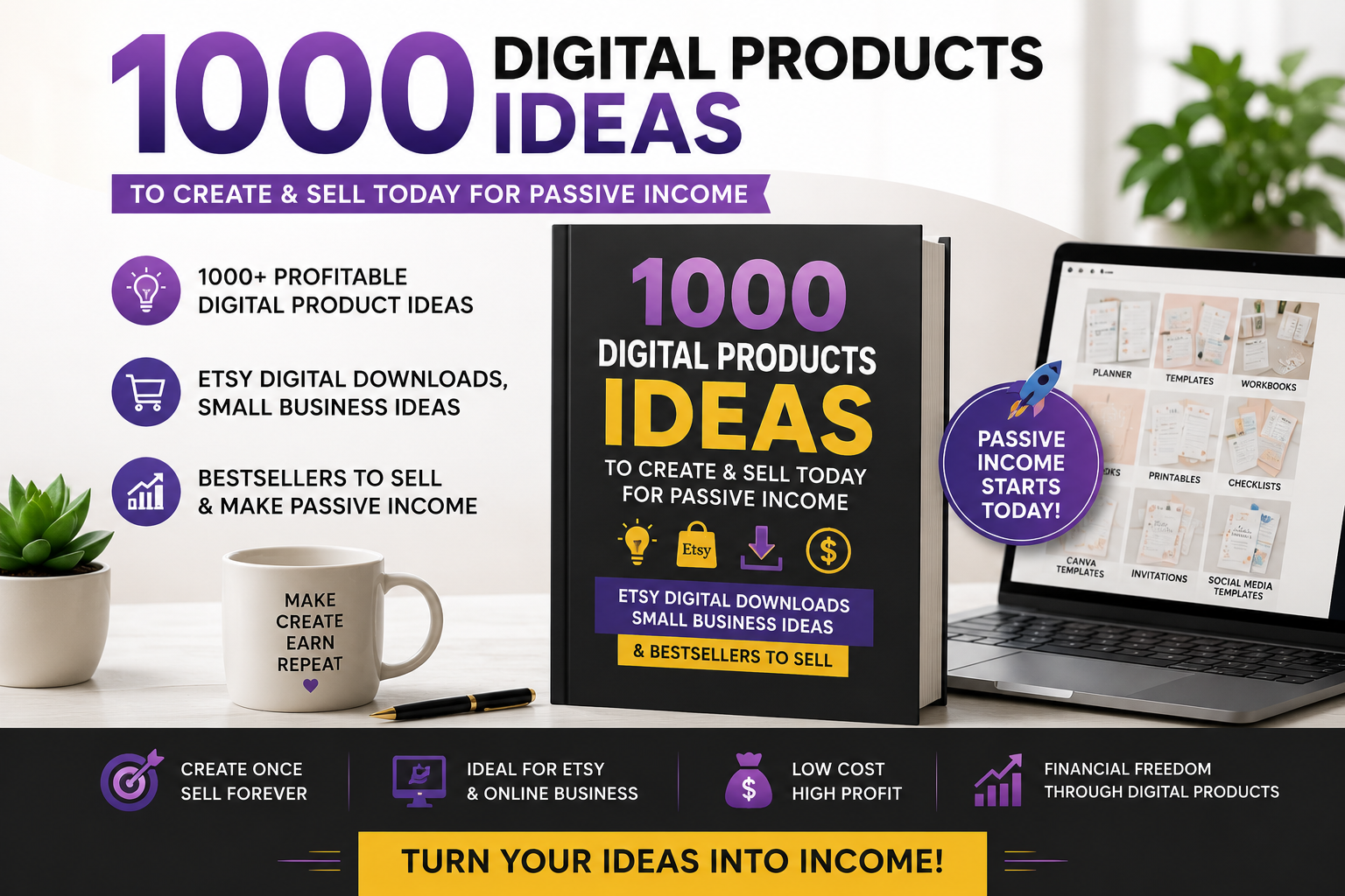1000 Best-Selling Digital Product Ideas for Etsy, Passive Income & Small Businesses