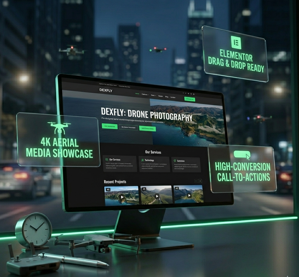 Dexfly: Aerial Photography & Drone Videography Elementor Template Kit