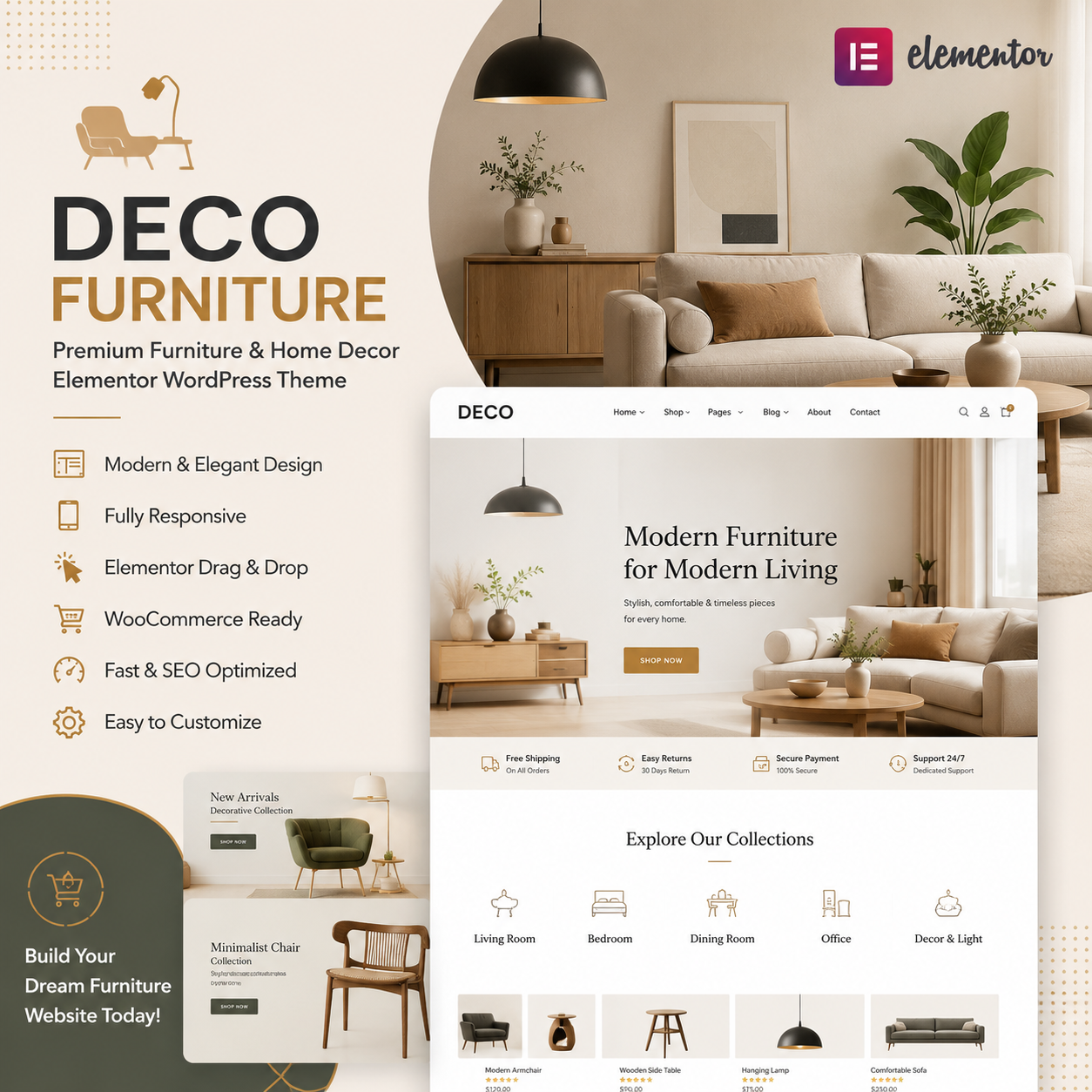 Deco Furniture – Premium Home Decor & Furniture Elementor WordPress Theme