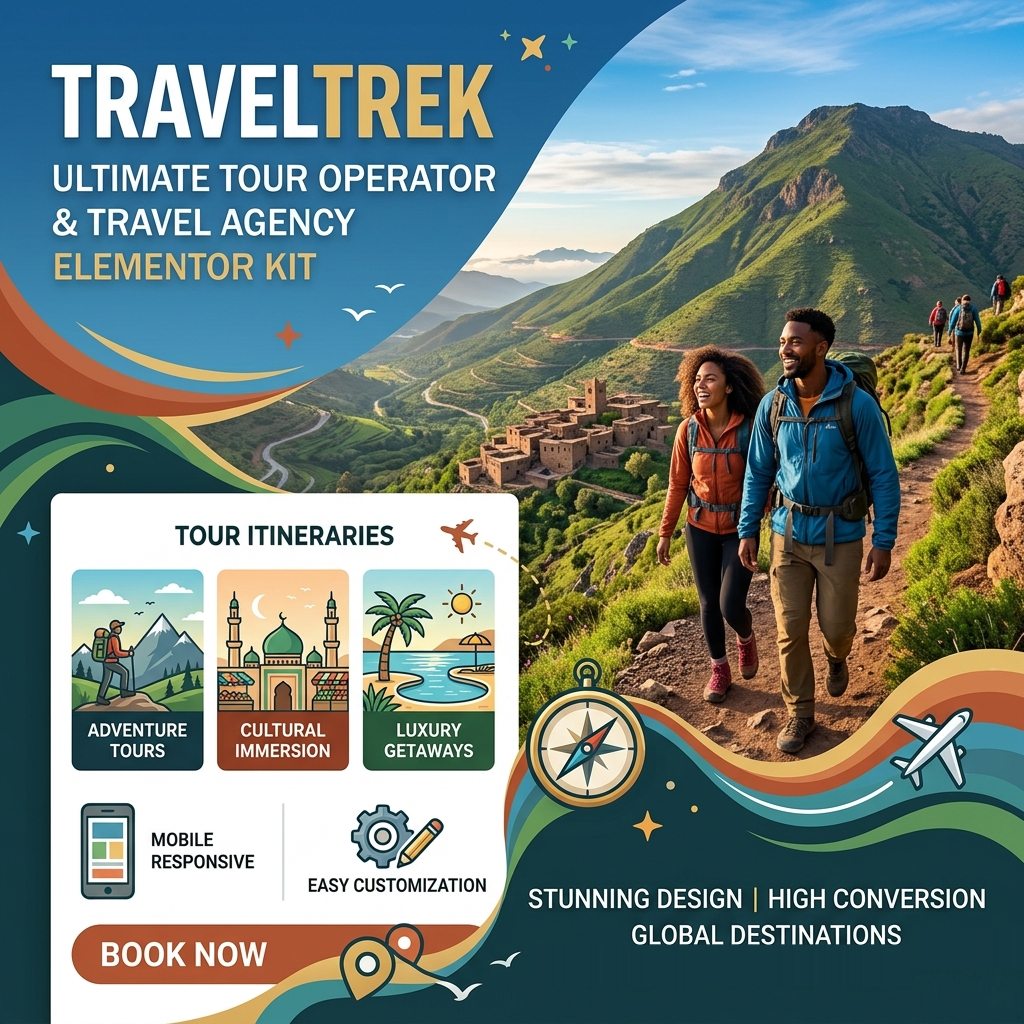 TravelTrek | Ultimate Tour Operator & Travel Agency Elementor Kit