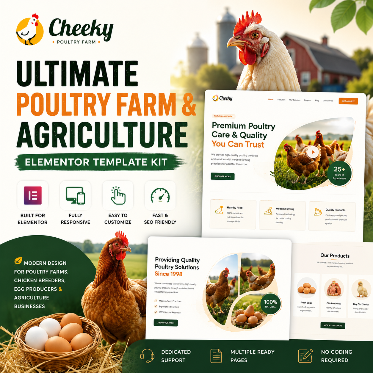 Cheeky – Ultimate Poultry Farm & Agriculture Elementor Template Kit Download