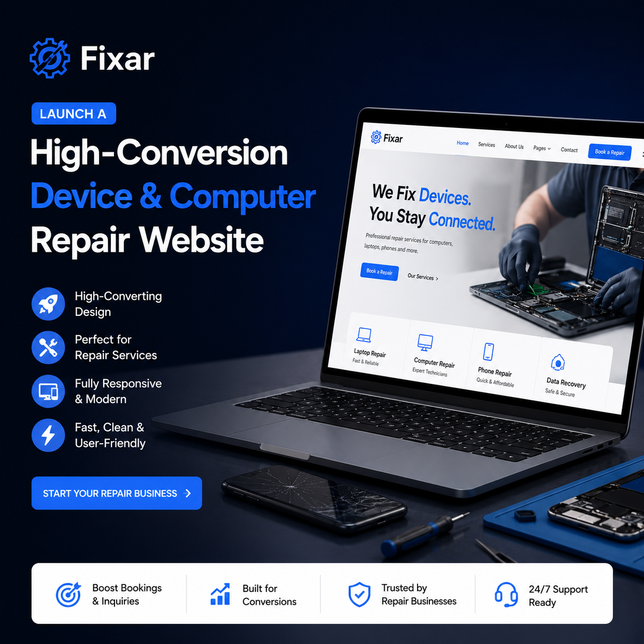 Fixar: Launch a High-Conversion Device & Computer Repair Website