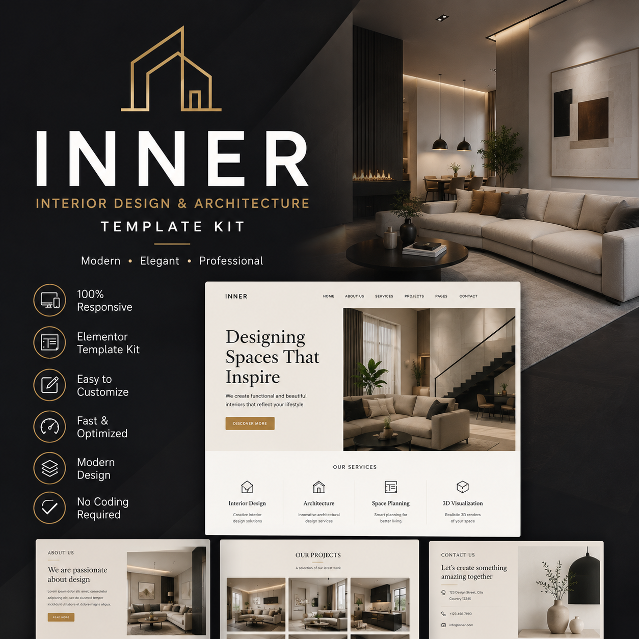 Inner – Premium Interior Design & Architecture Elementor Template Kit