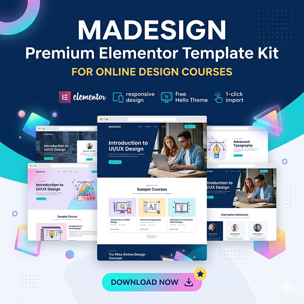 Madesign: Premium Elementor Template Kit for Online Design Courses