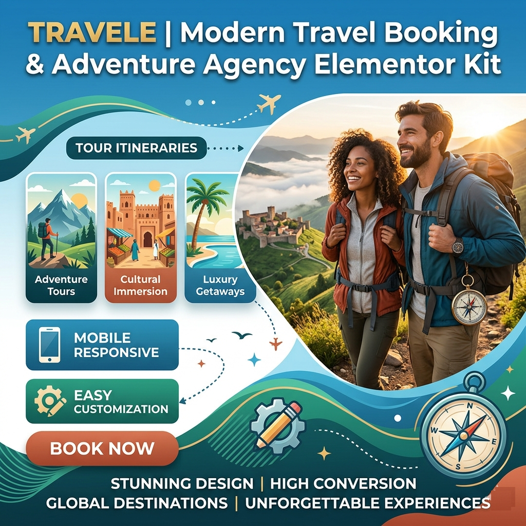 Travele – Modern Travel Booking & Adventure Agency Elementor Kit